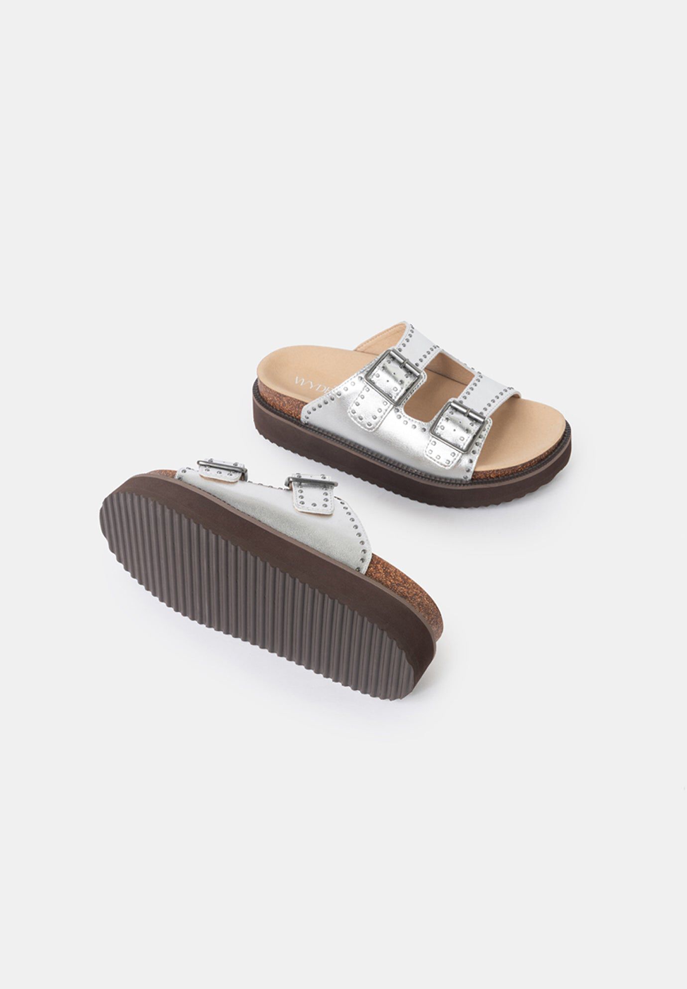 Murphy Footbed Slides, Metallic Silver / Silver, alternate image number 3