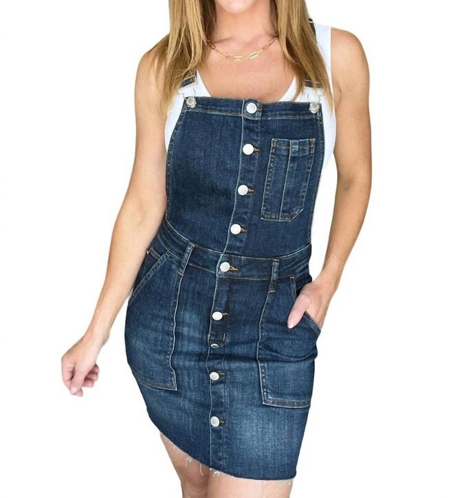 DENIM OVERALL DRESS, Dark Wash / Dark Wash, hi-res image number null