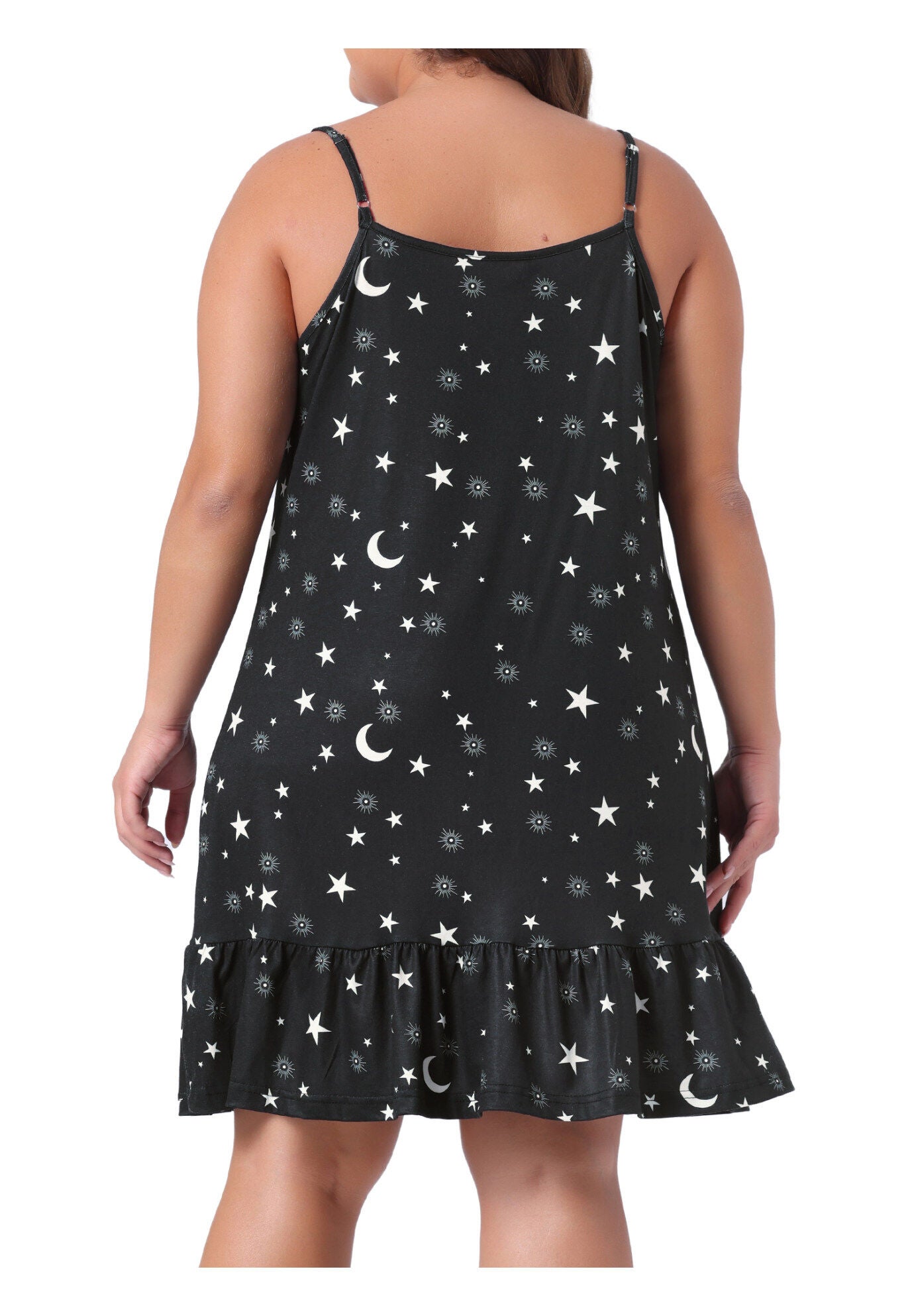 Chemise Printed Strap Nightwear Lingerie, Black / Black, alternate image number 3