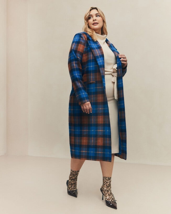 PLAID OVERCOAT, Blue / Royal Blue, alternate image number 1