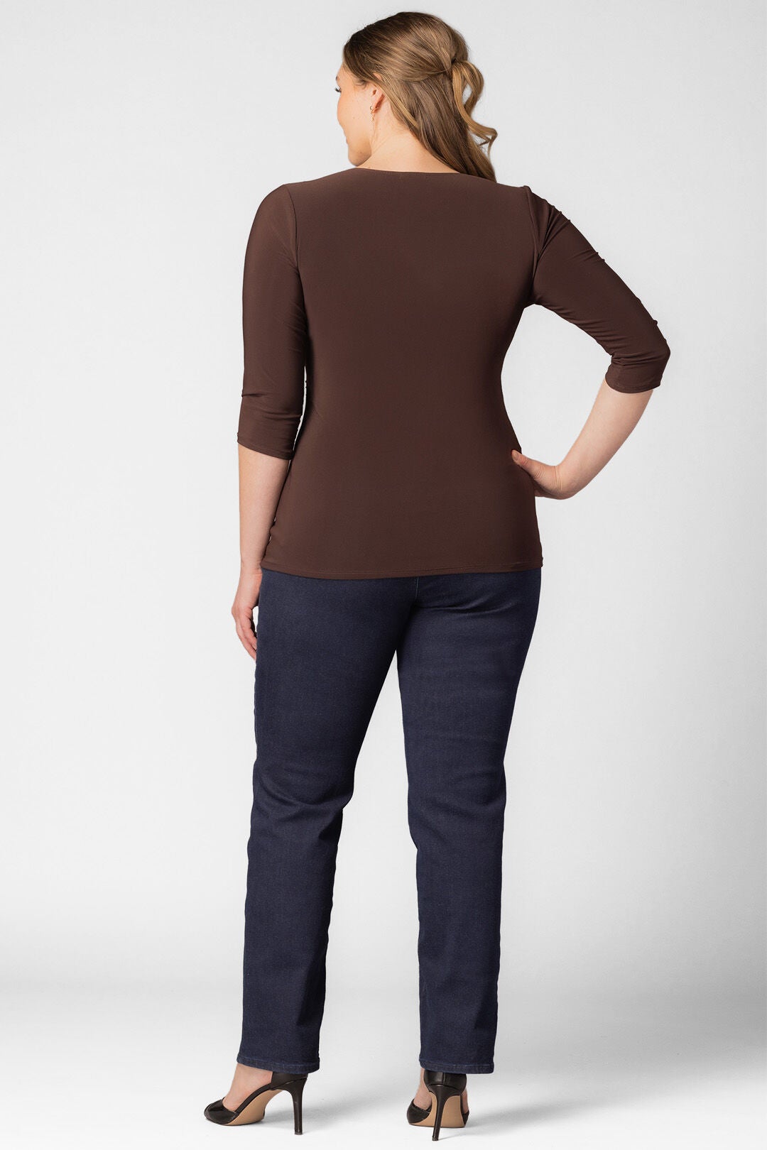 Femme Fatale Faux Wrap Top, Chocolate / Brown, alternate image number 1