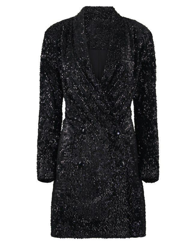 SEQUIN BLAZER DRESS, Black / Black, alternate image number 1
