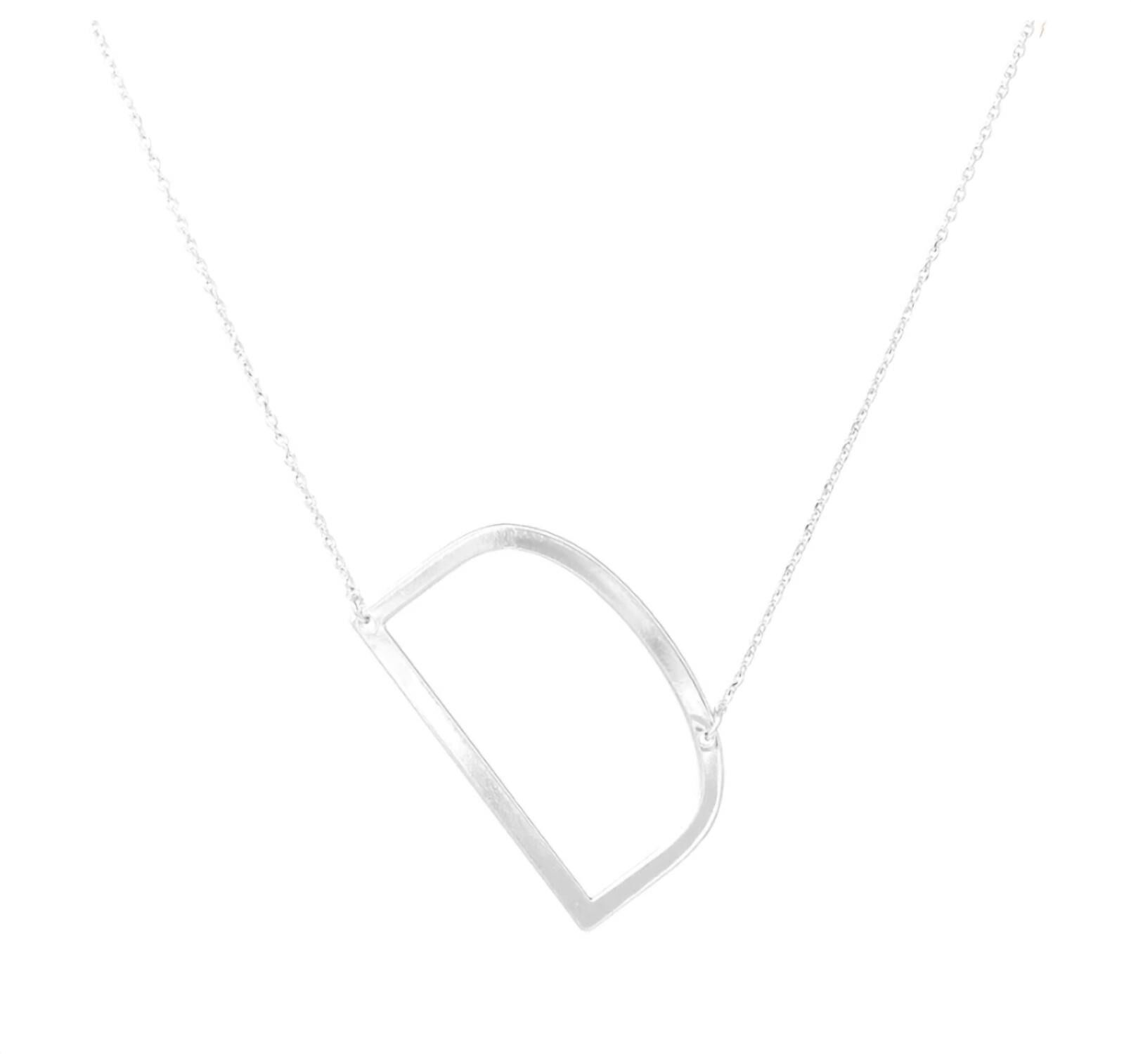 SIDEWAYS INITIAL NECKLACE IN SILVER, Silver / Silver, hi-res image number 0