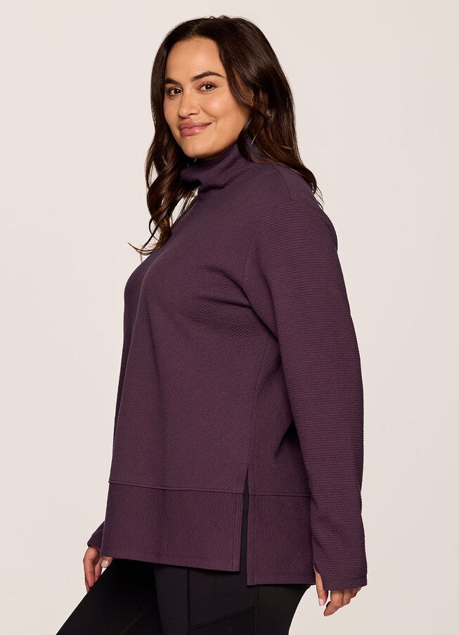 Studio Jacquard Mock Neck Pullover, Plum / Burgundy, alternate image number null