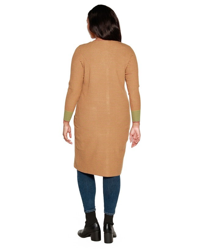 Plus Size Striped Button-Front Duster, Light Olive Combo / Olive Green, alternate image number null