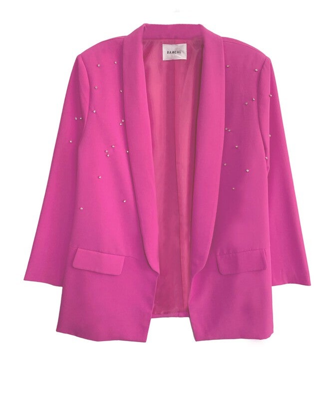 Crystal Oversized Classic Blazer in Pop Pink, Pop Pink / Pink, hi-res image number 0