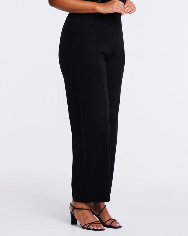 Noir Black Wide-Leg Ponte Stretch Pant, Black / Black, alternate image number 3