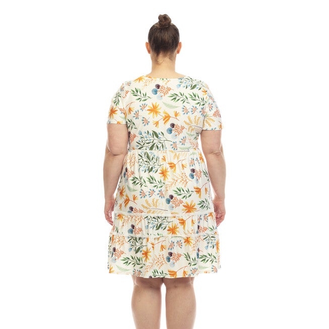 White Mark  Floral Short Sleeve Knee Length Dress, White / White, alternate image number 2