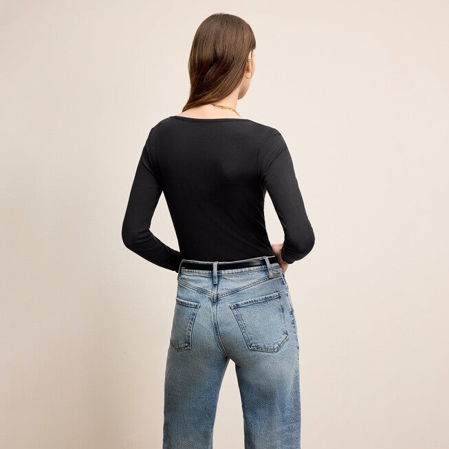 Marcia Layering T-Shirt - Ribbed Pima Cotton, Black / Black, alternate image number 1