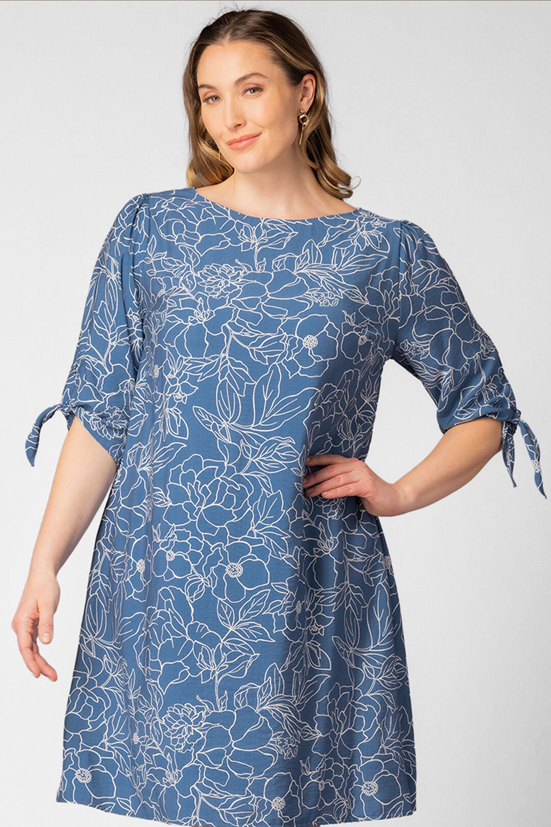 Manhattan Shift Dress, Blue Floral Print / Light Blue, alternate image number 2