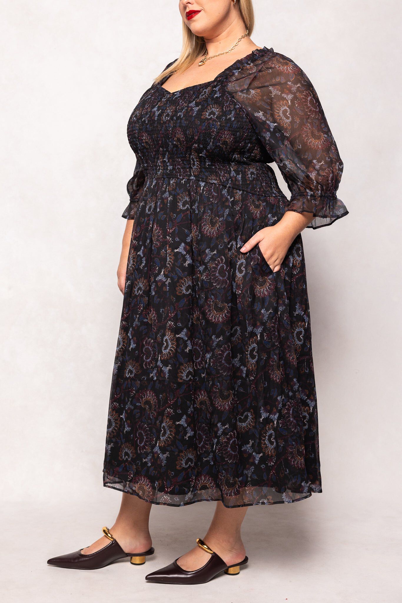 Maddison Dress, Enchanted Floral / Black, alternate image number 1