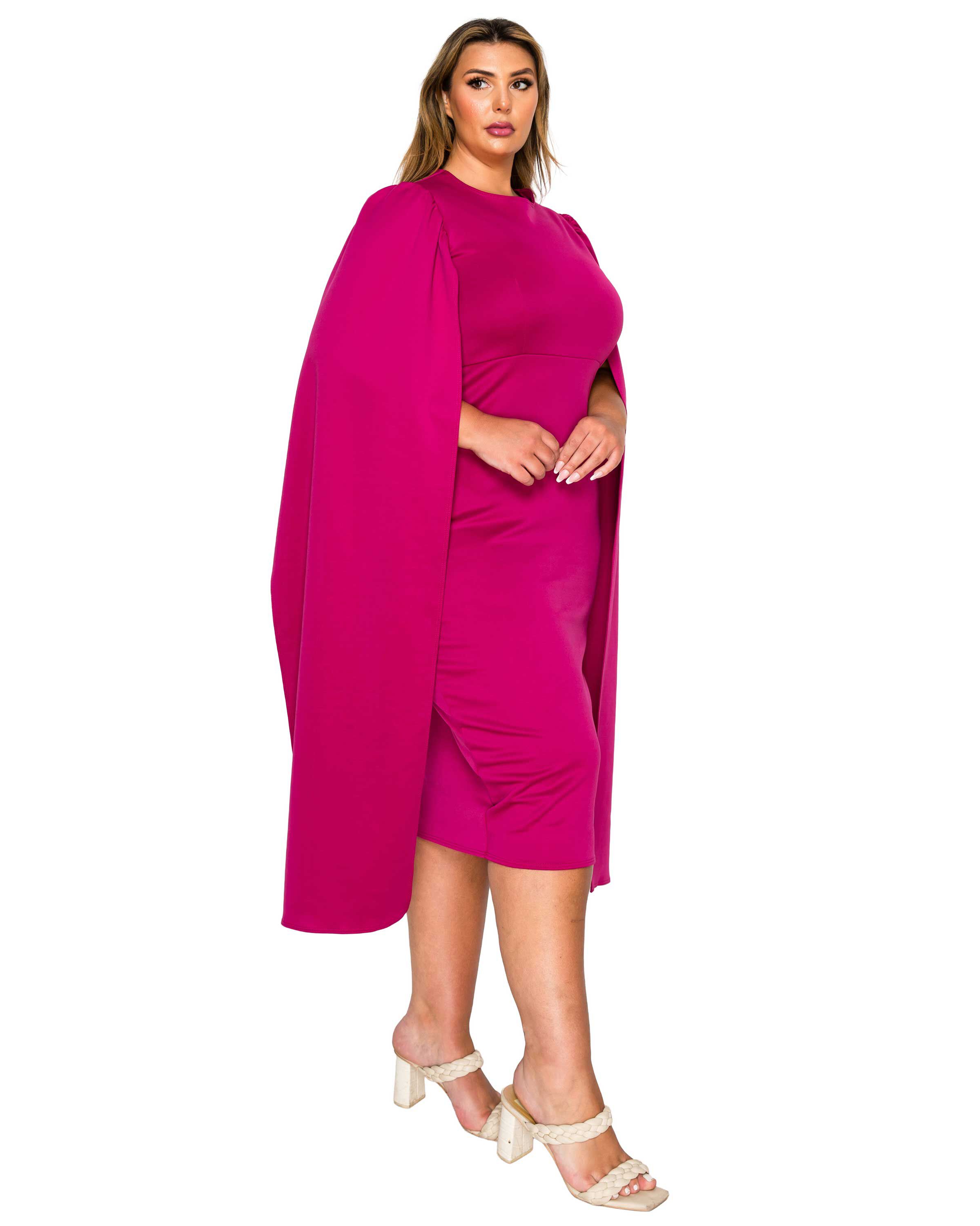 Naomi Cape Dress, Magenta / Magenta, alternate image number 1