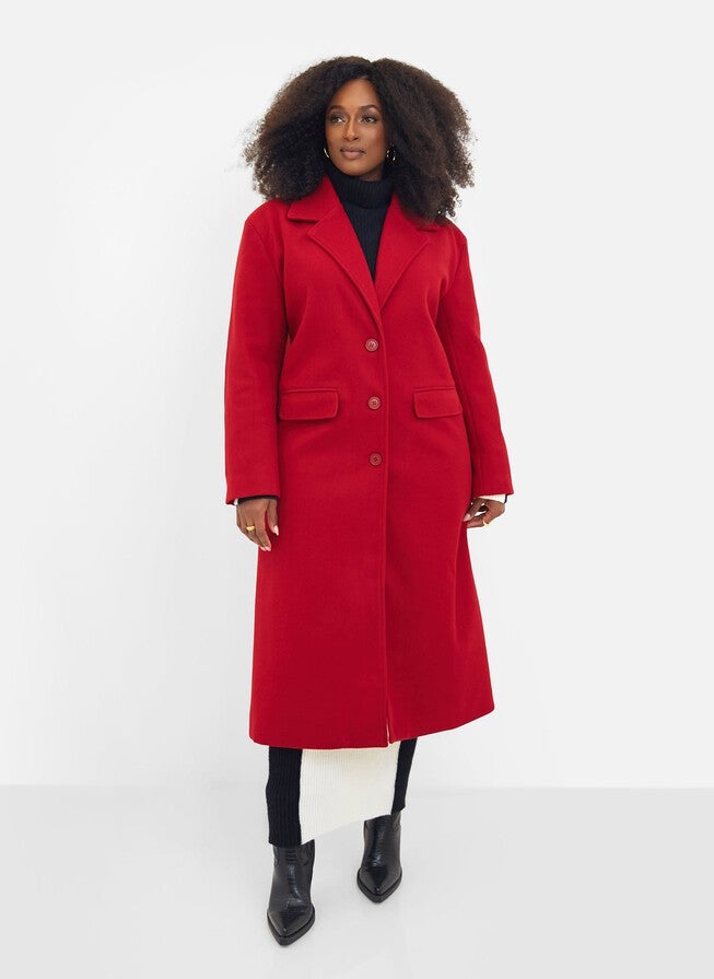 Dolce Wool Blend Double Breasted Coat - Red, Red / Red, alternate image number 1