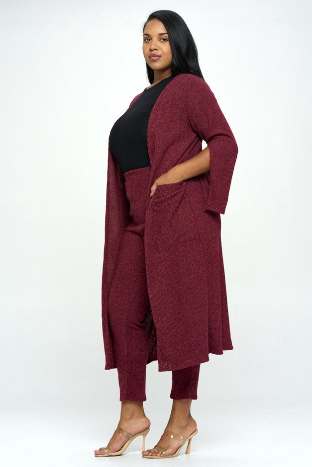 SPLIT SLEEVE CARDIGAN AND PANTS SET, , alternate image number 5