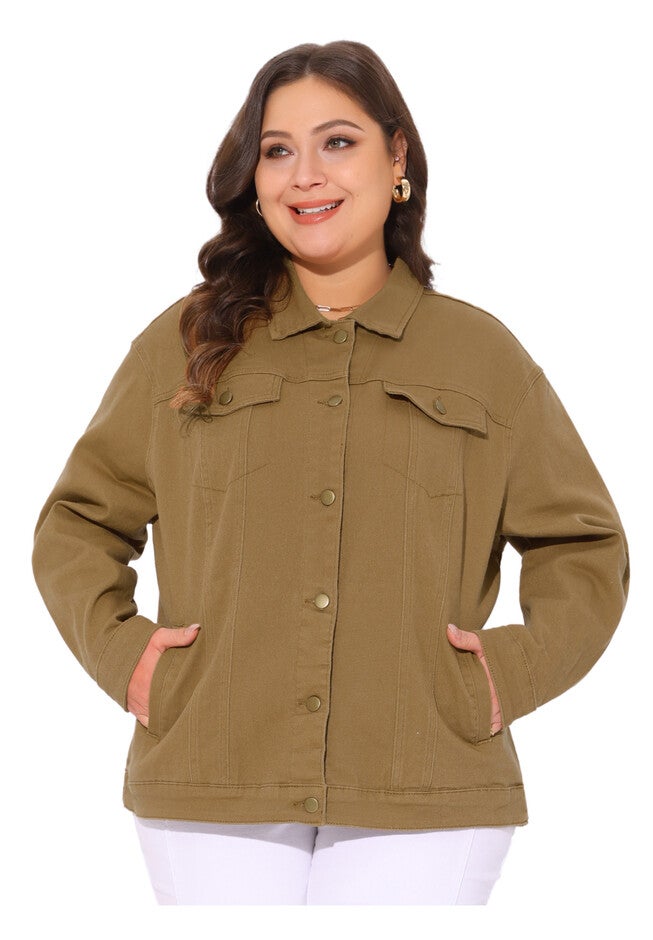 STITCHING BUTTON FRONT WASHED DENIM JACKET, Brown / Brown, alternate image number 2