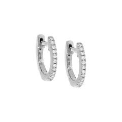Diamond Huggie Earring  14K White Gold 10 MM Pair