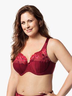 Glamour Embroidery Underwire Bra, Burgundy / Burgundy, alternate image number 1