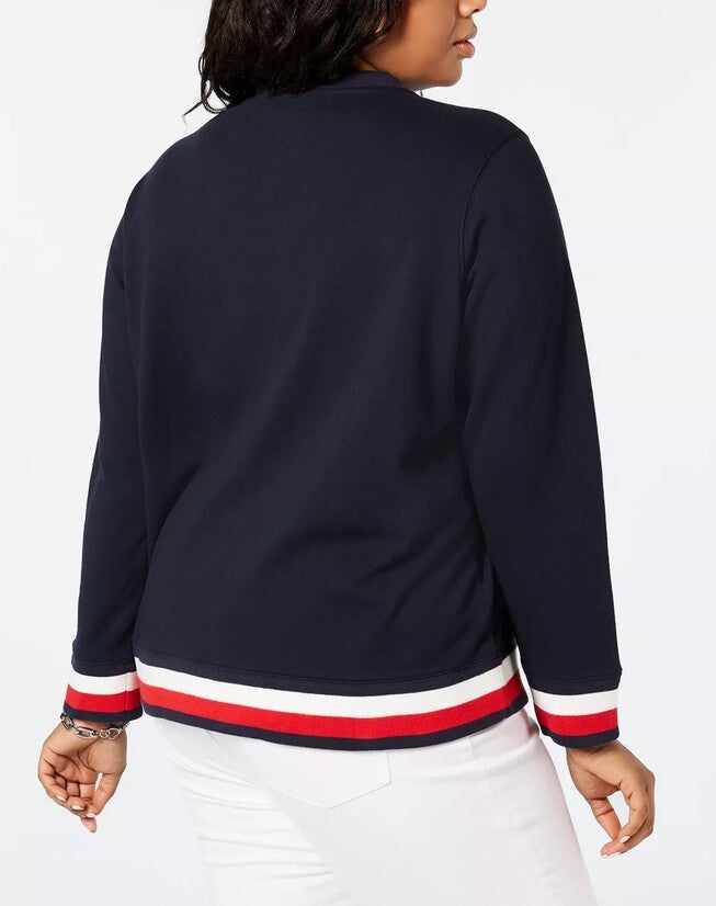 Tommy Hilfiger Women's Plus Size Lace Up Sweatshirt Blue Size 0X, Blue / Navy, alternate image number null