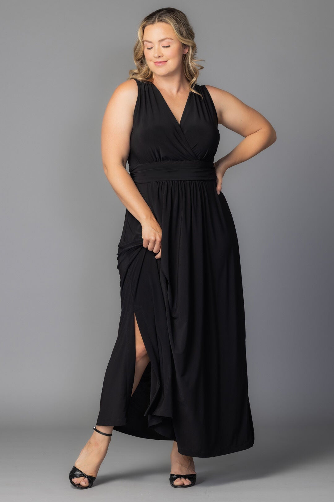 Daniela Sleeveless Maxi Dress, Black Noir / Black, alternate image number 4