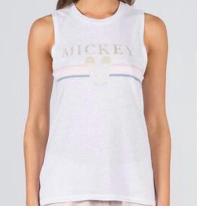 WOMEN'S GOLD MICKEY MUSCLE TANK IN PINK, Pink / Pink, alternate image number 1
