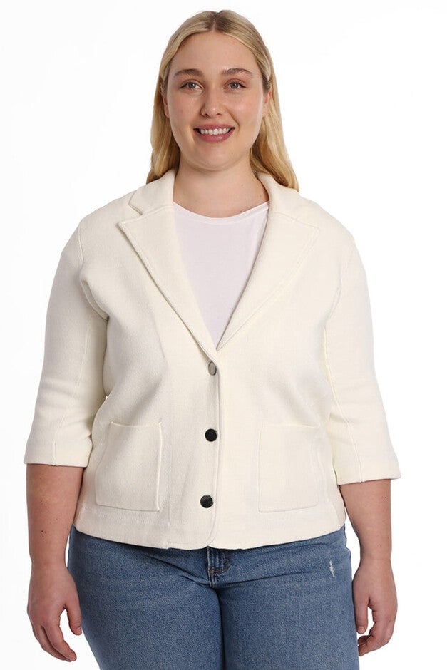 Cotton blend shrunken blazer, White / White, hi-res image number 0