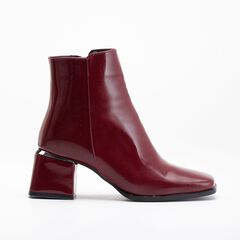 ODETTE - BURGUNDY PATENT ANKLE BOOTS