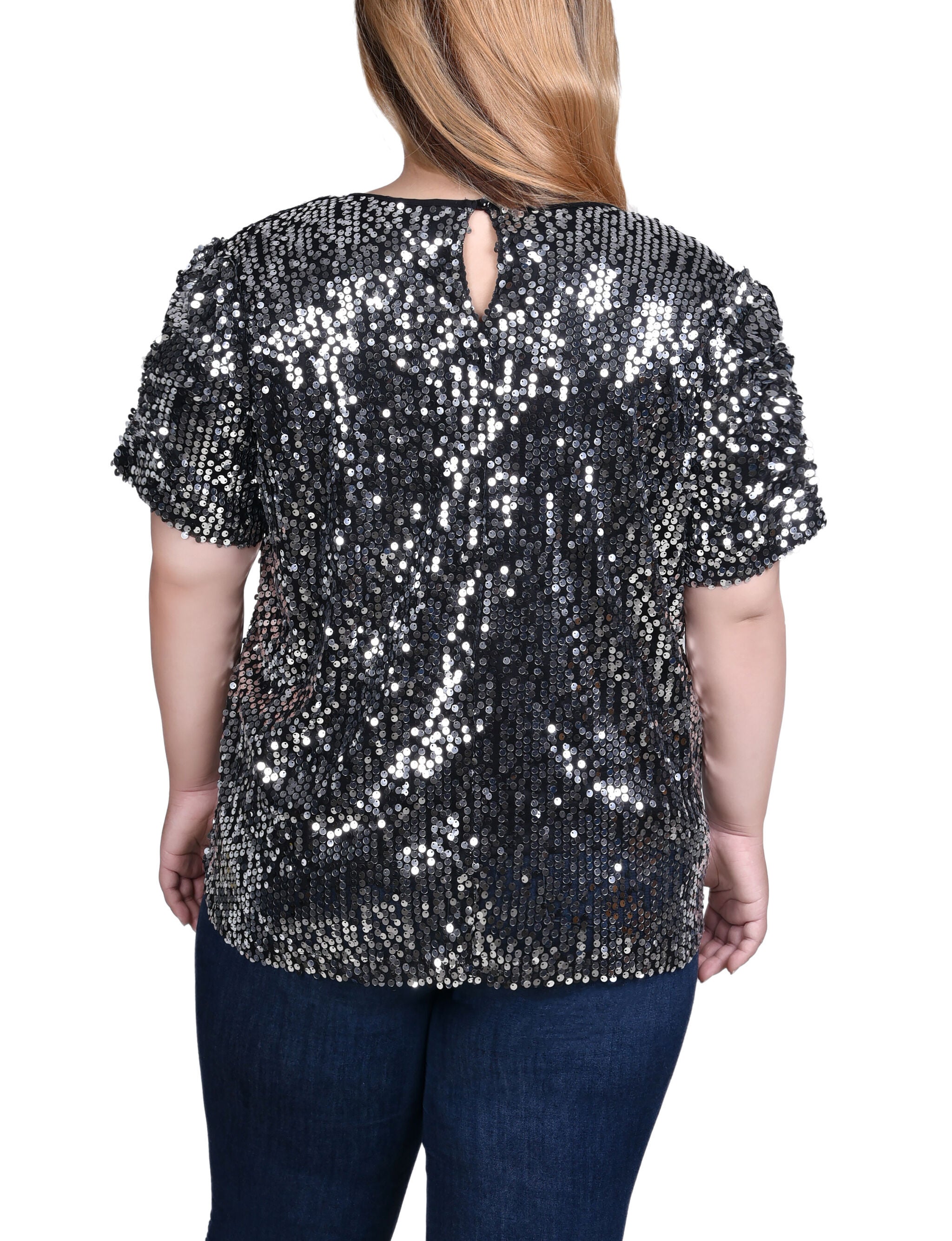 Short Sleeve Sequined Top, , alternate image number 3