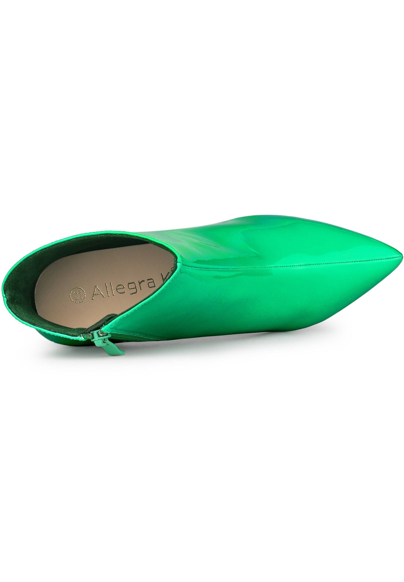CLEAR HEEL POINTY TOE ANKLE BOOTS, Grass Green / Kelly Green, alternate image number 3