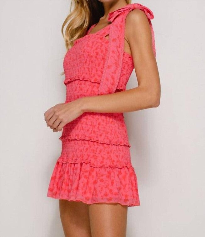 ROMANTIC SMOCKED DRESS IN FUCHSIA, Fuchsia / Pink, alternate image number null