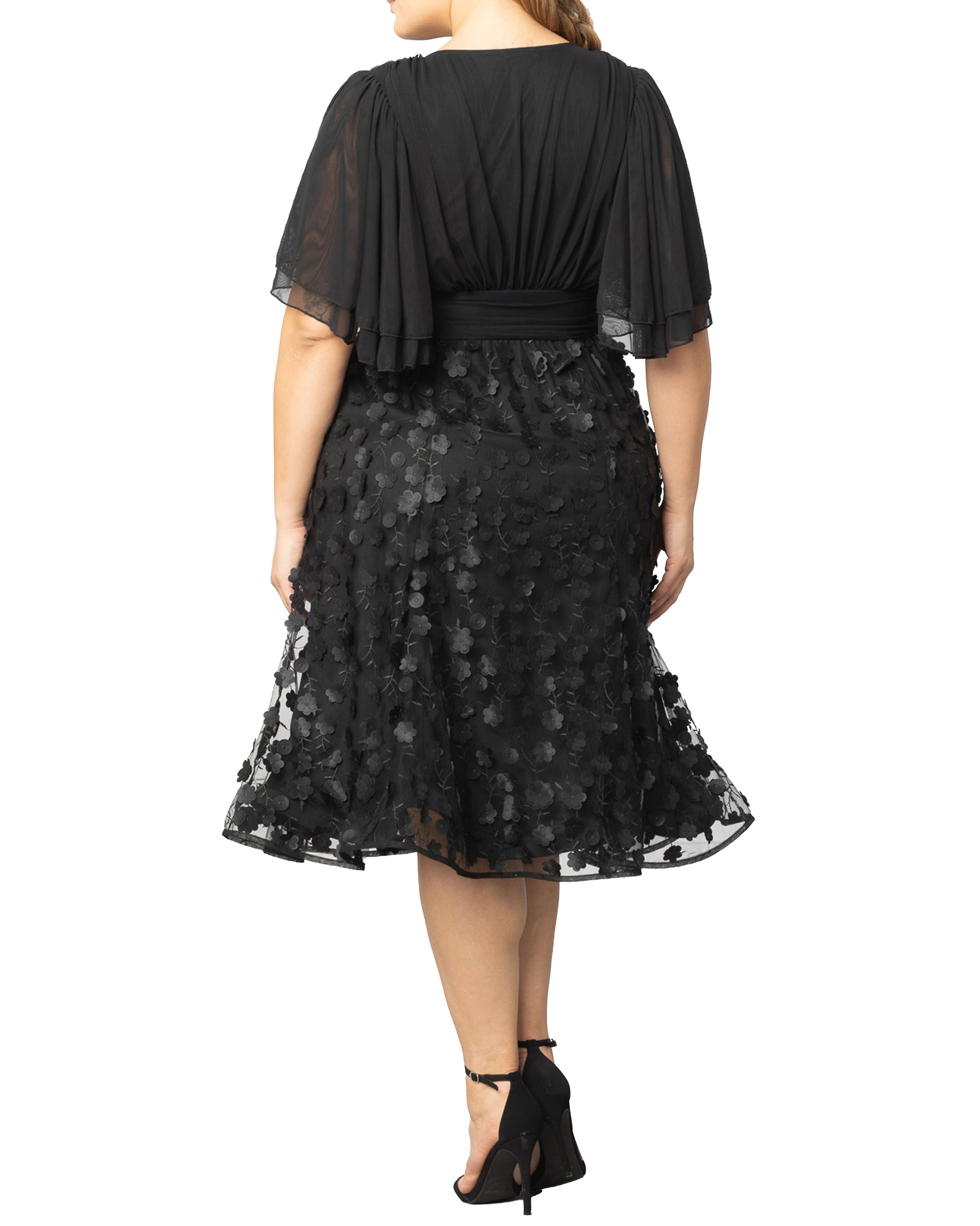 Pretty Petals Mesh Cocktail Dress, ONYX BLOSSOMS / Black, alternate image number 1