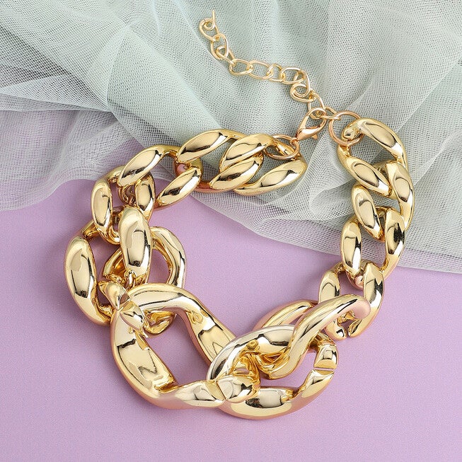 SOHI Women's Link Chain Necklace, Gold / Gold, alternate image number null