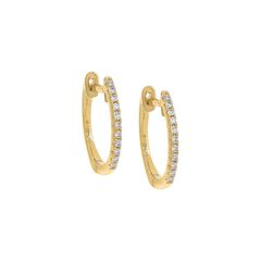 Diamond Huggie Earring  14K Gold 12 MM Pair