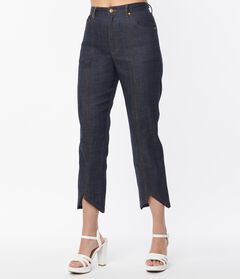 Smak Parlour Dark Denim Notched Capri Jeans
