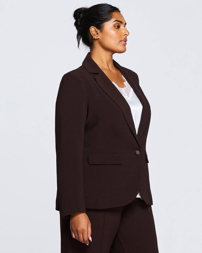 Megan Black Blazer, Chocolate / Brown, alternate image number 1