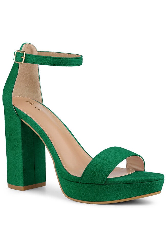 Platform Ankle Strap Chunky High Heel Sandals, Candy Green / Forest Green, hi-res image number 0