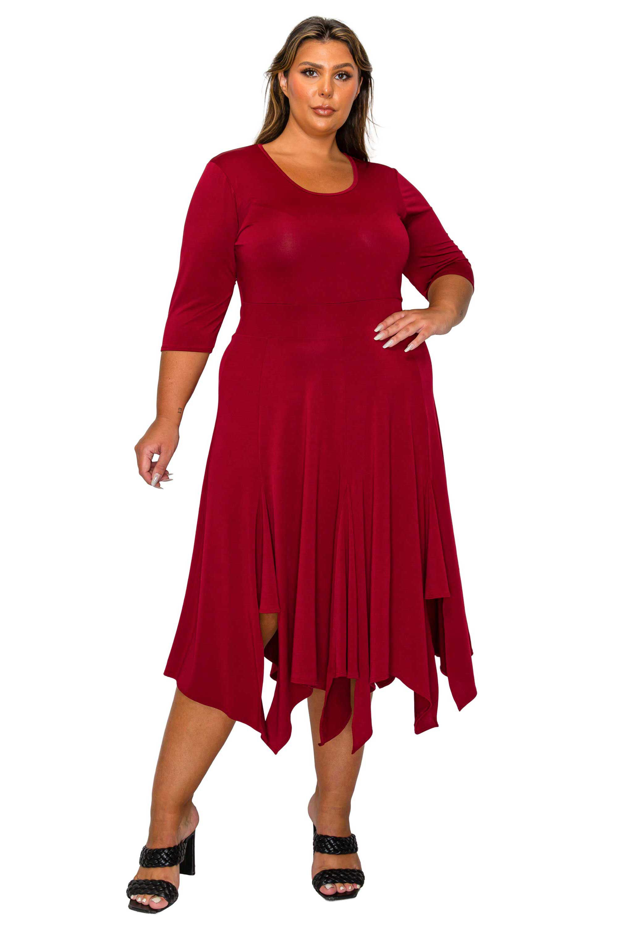 Shay Handkerchief Hem Dress, Wine / Burgundy, hi-res image number 0
