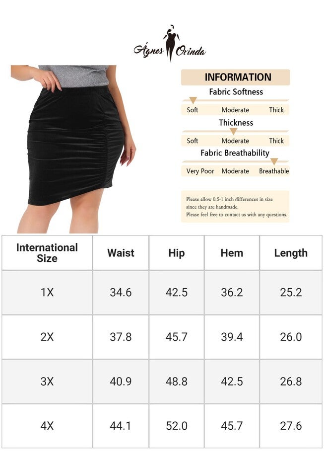 STRETCHY HIGH WAIST RUCHED PENCIL BODYCON MINI VELVET SKIRT, Black / Black, alternate image number 4