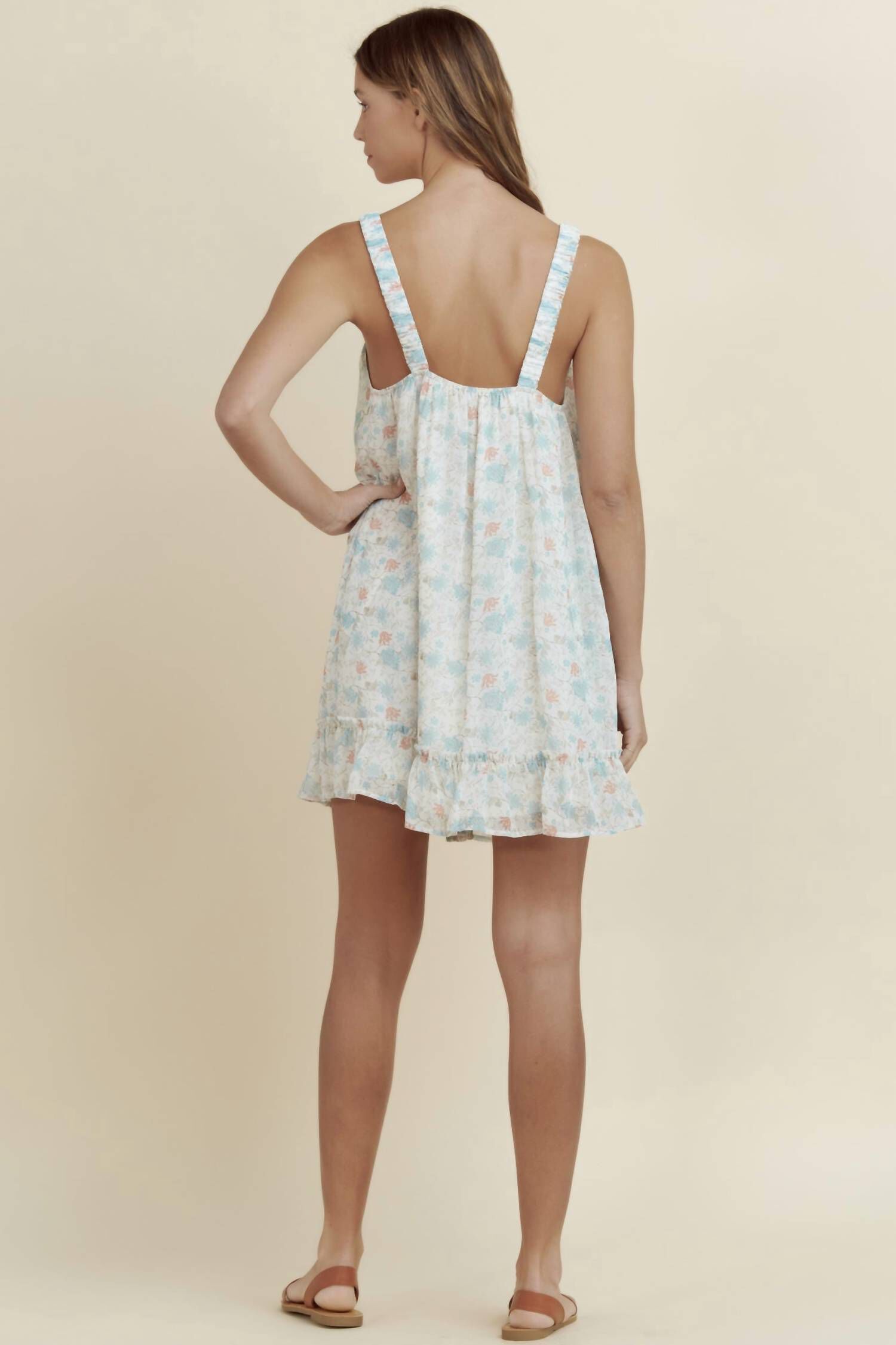 HANOVER SLEEVELESS DRESS IN FLORAL PRINT, Floral Print / White, alternate image number 2