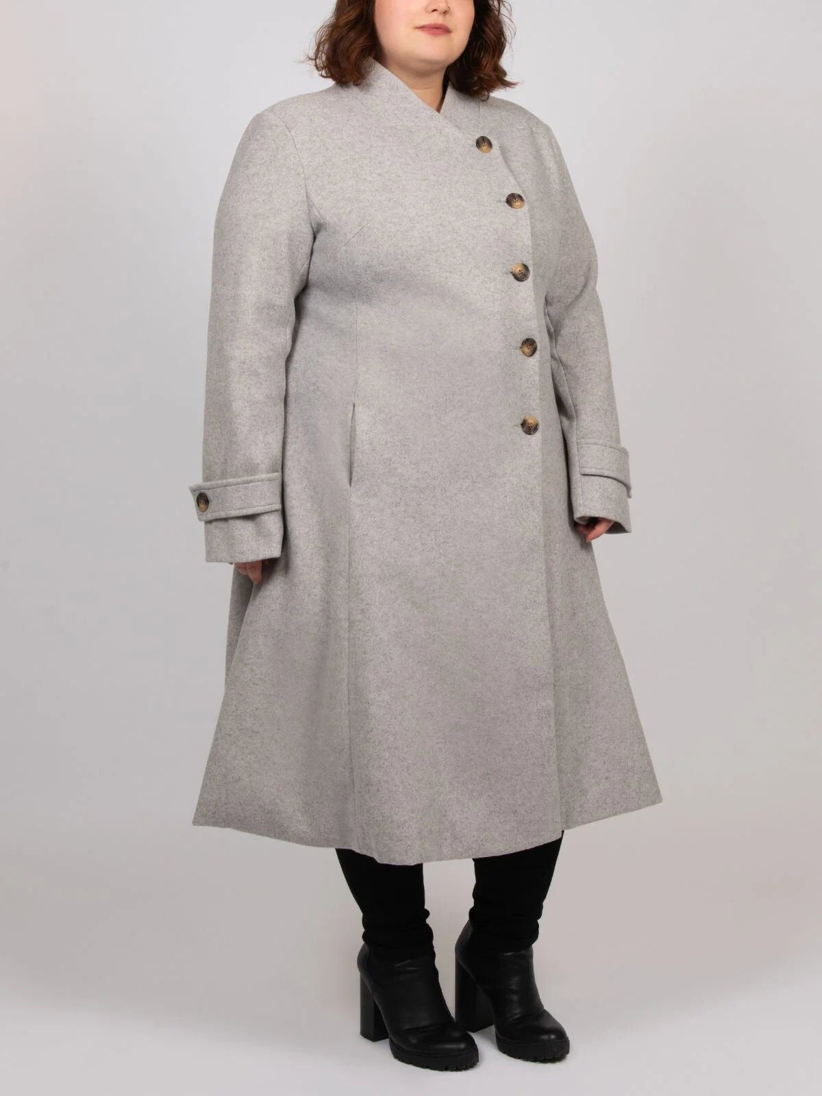 ohotoro margarine flared coat ベージュ Harper Retro Flared Coat Side Buttons | Dia & Co