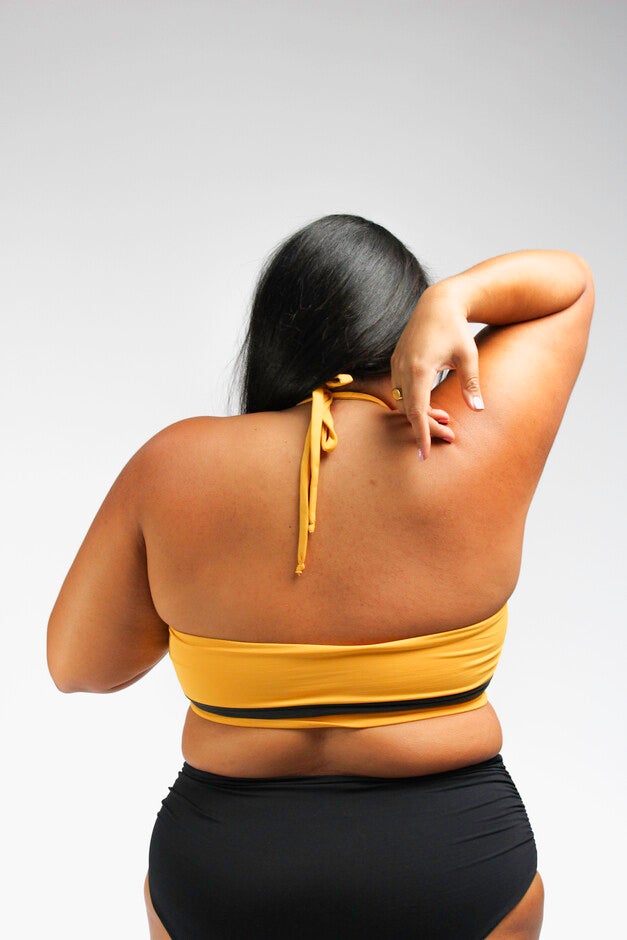 Moe vintage inspired halter bikini top, Mustard Yellow and Dark Grey / Mustard, alternate image number 2