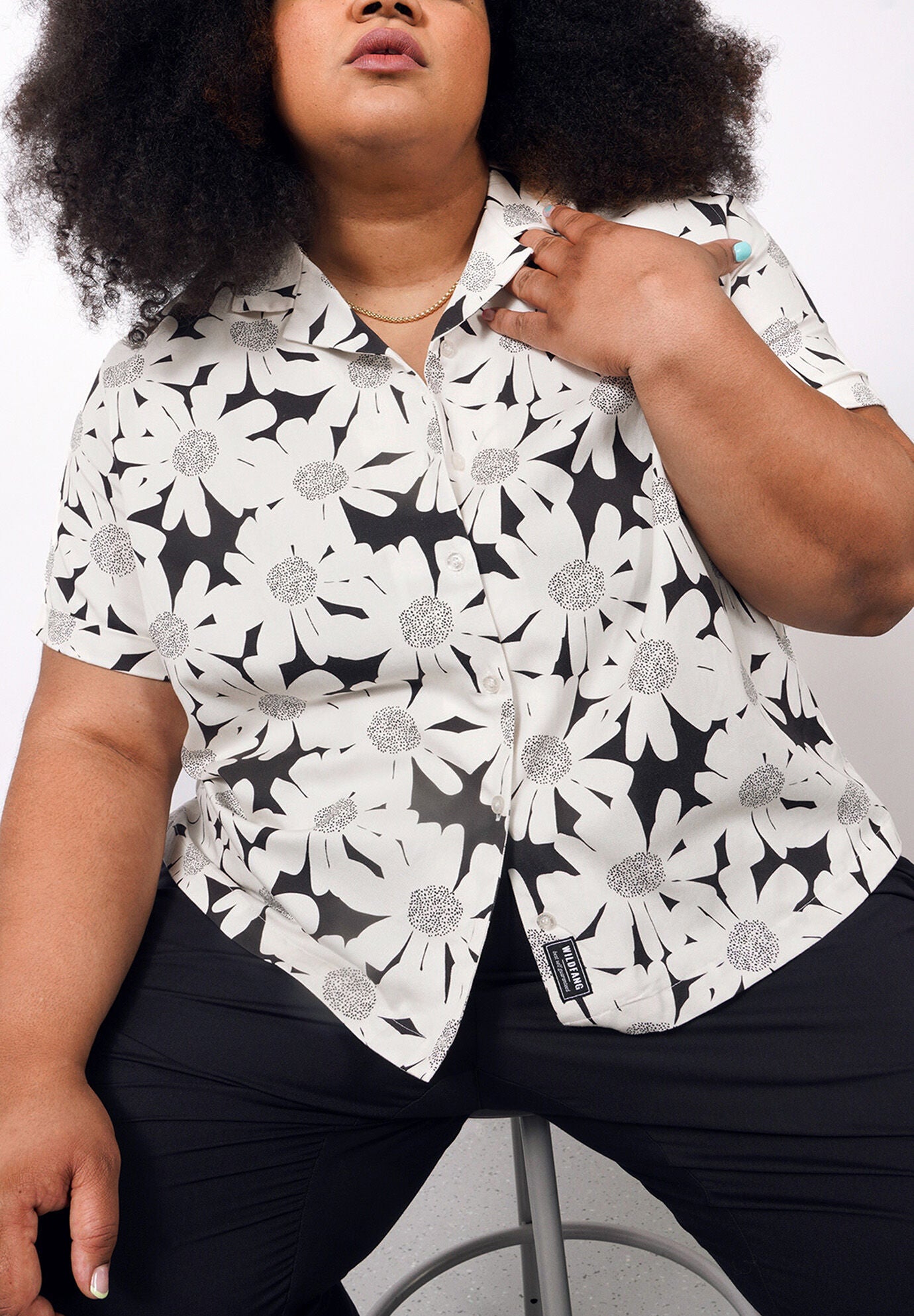 The Everyday Camp Button Up, SKETCHY DAISY WHITE BLACK / White, hi-res image number 0