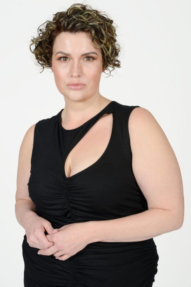 Sarah Cutout Ruched Tank Dress, Black / Black, alternate image number null