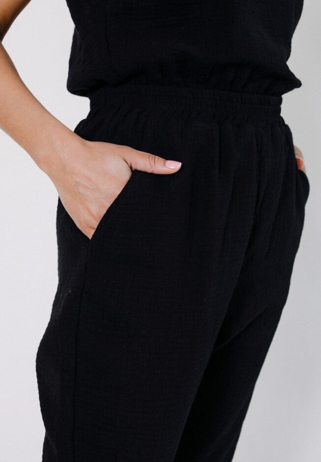 Jameela Organic Cotton Gauze Jumpsuit, Black / Black, alternate image number null