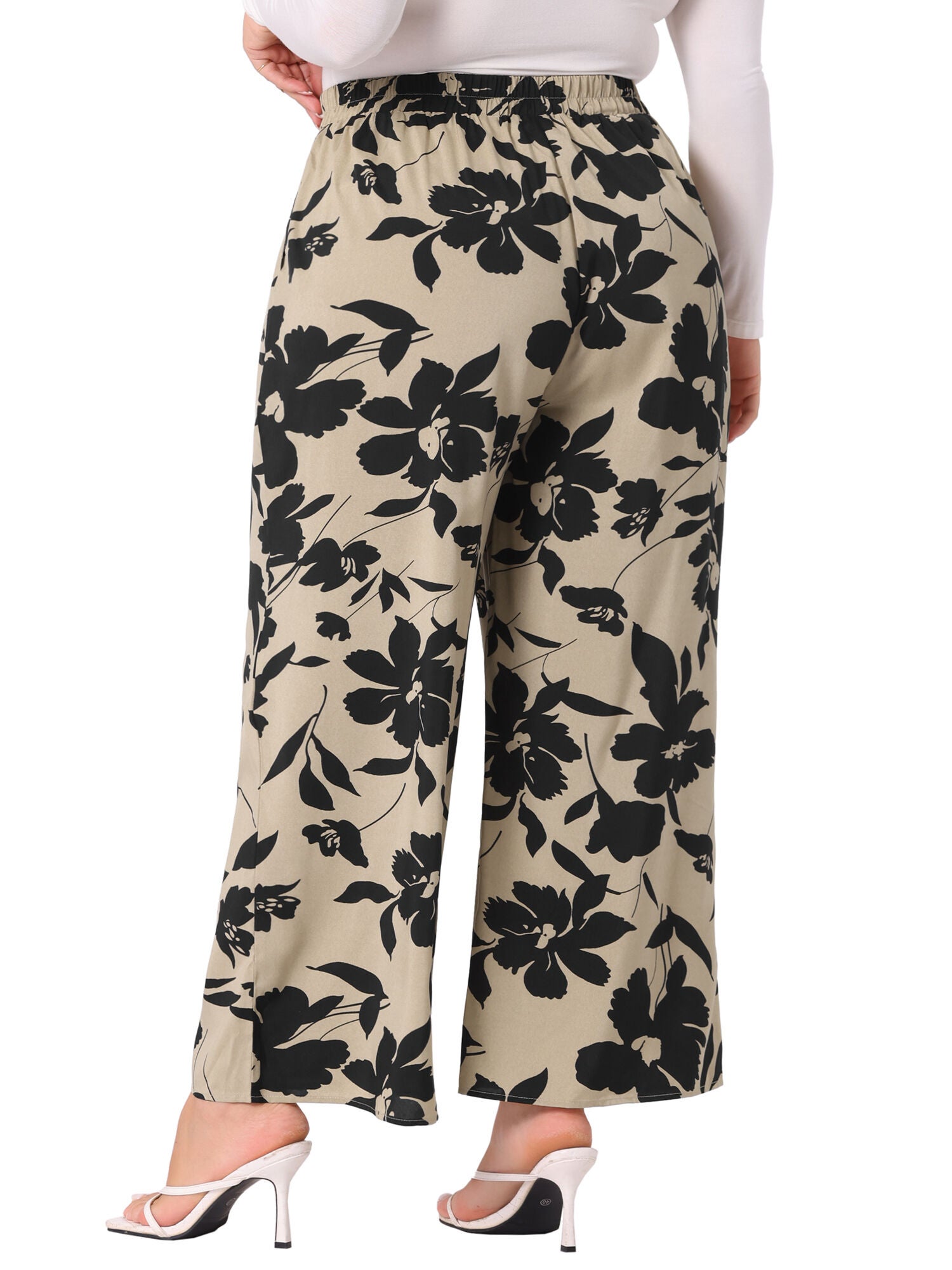 CHIFFON HIGH WAIST WIDE LEG PALAZZO PANTS, Khaki / Brown, alternate image number 3