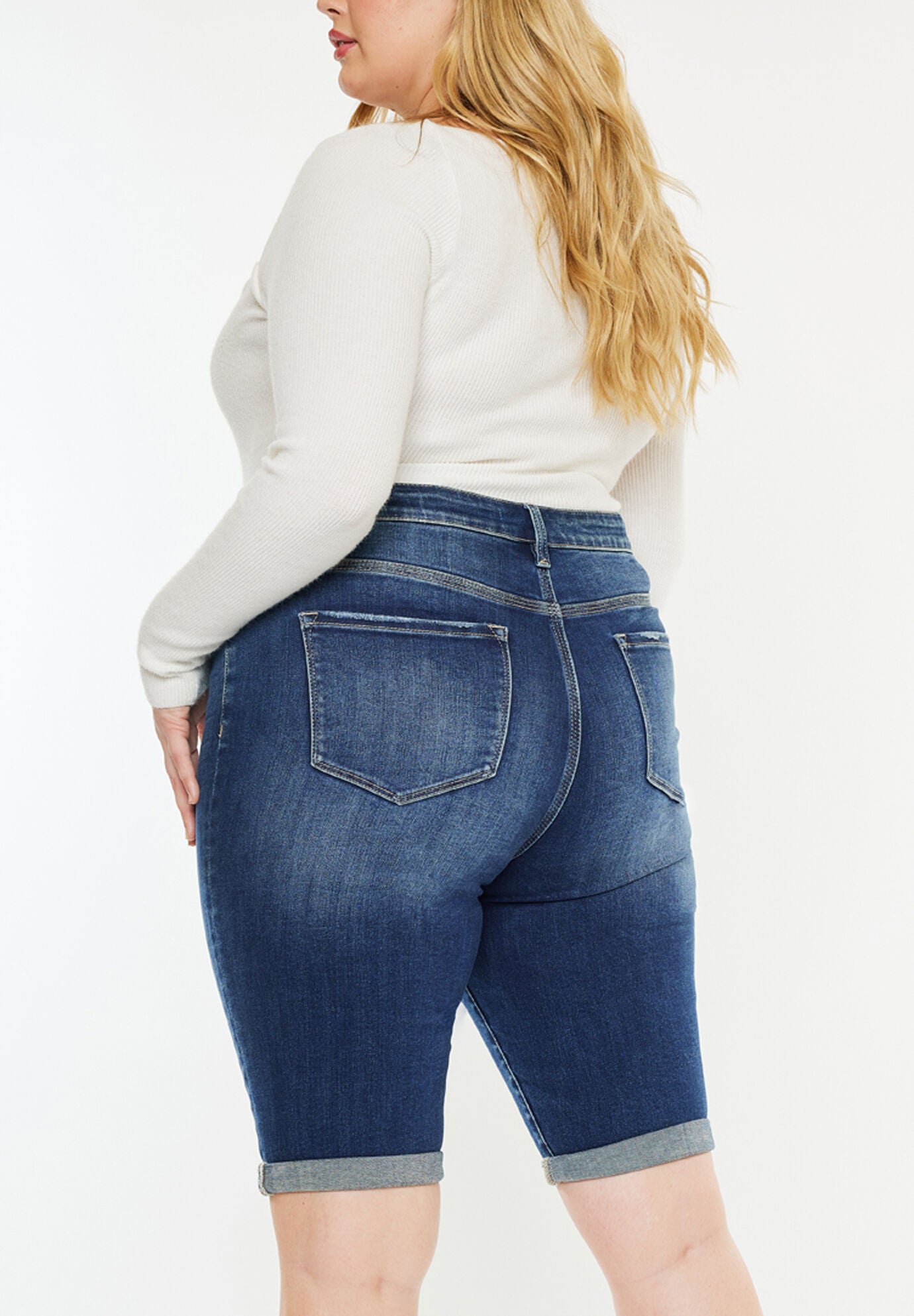 Tatiana High Rise Bermuda Shorts (Plus Size), Medium Wash / Medium Wash, alternate image number 6