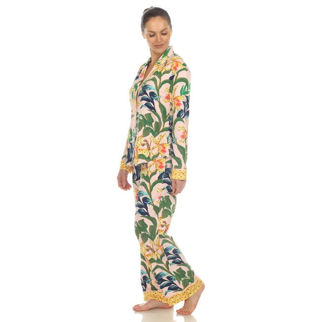 Two Piece Wildflower Print Pajama Set, Pink / Pink, alternate image number null