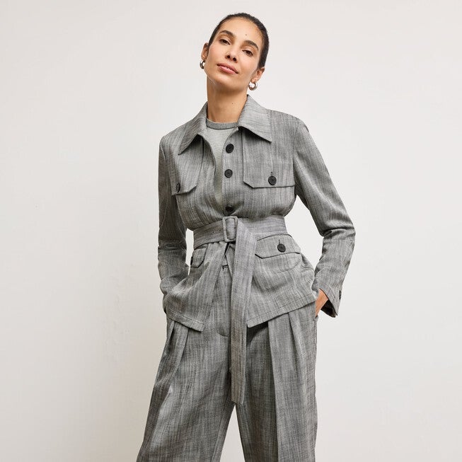 Emery Safari Blazer - Porto Weave, BlackWhite / Light Grey, alternate image number 2