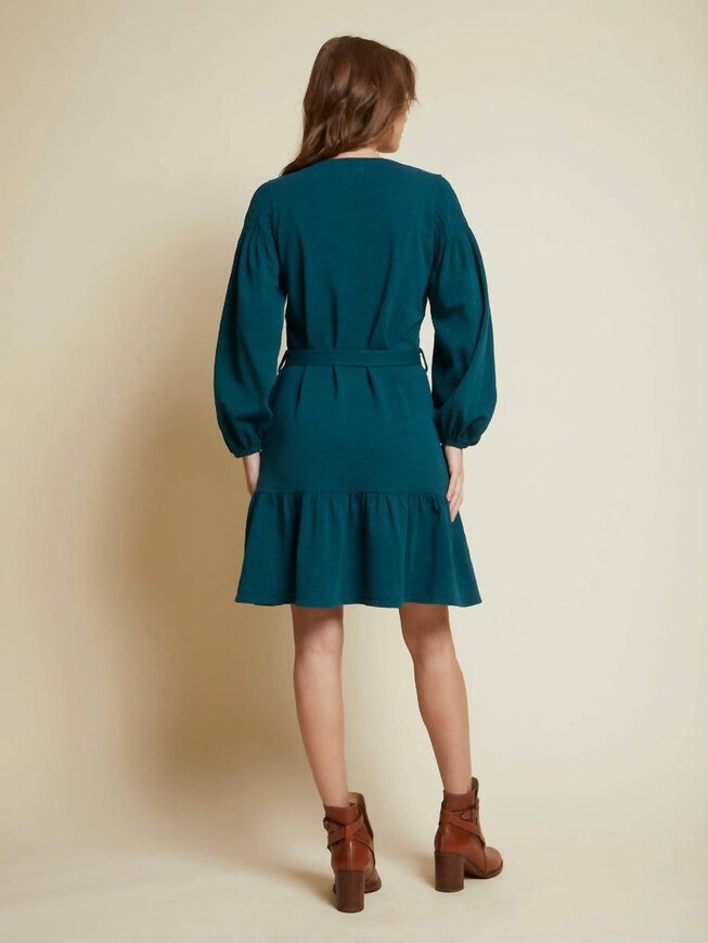 TALLI PUFF SLEEVE TIERED MINI DRESS IN DEEP TEAL, Deep Teal / Cobalt, alternate image number null