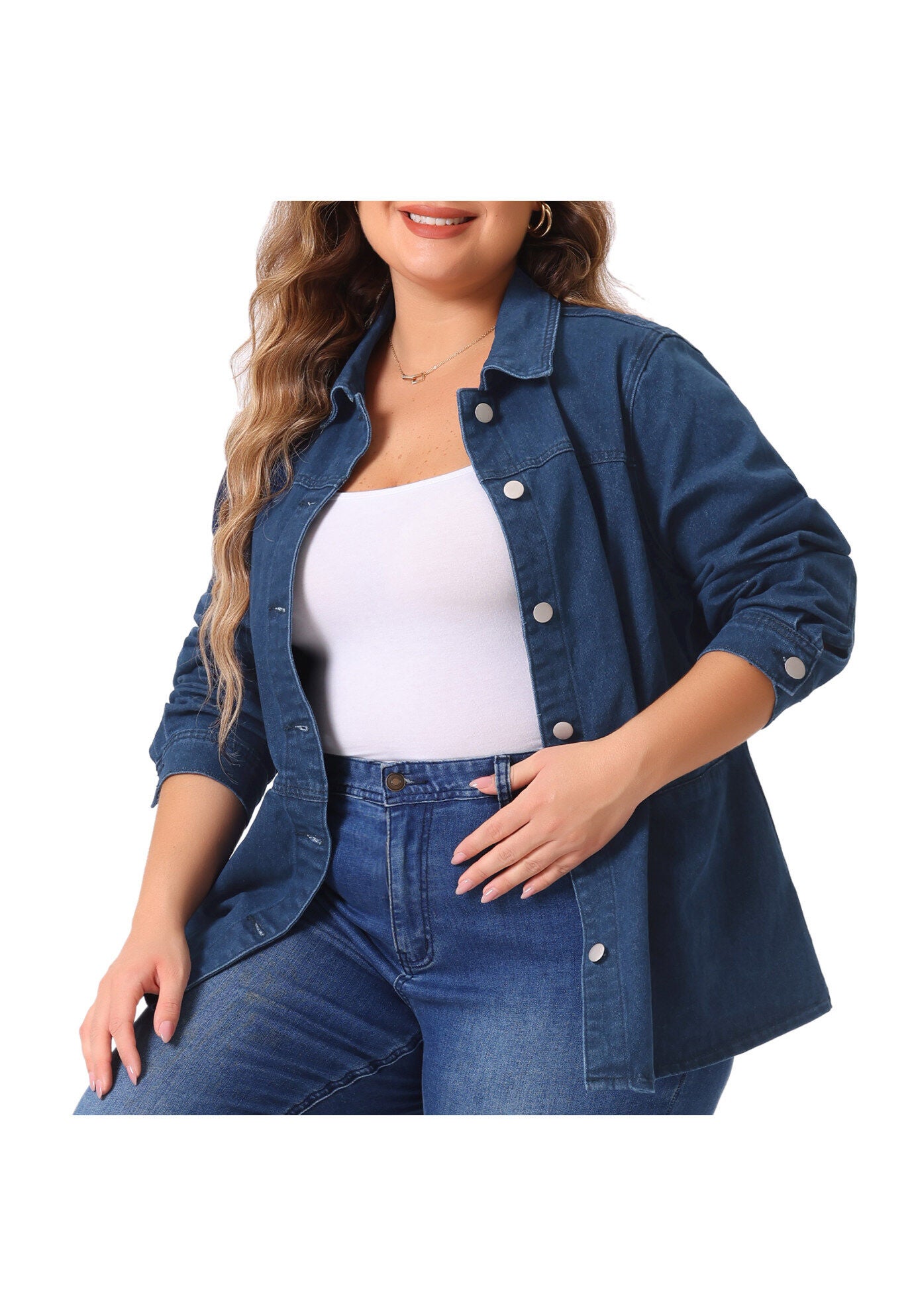 FRONT WASHED BUTTON DENIM JEAN JACKET, Black Blue / Navy, alternate image number 1