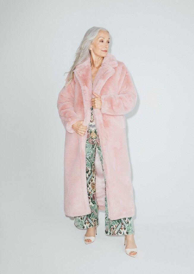 Pink Long Faux Fur Teddy Coat, Pink / Pink, hi-res image number 0